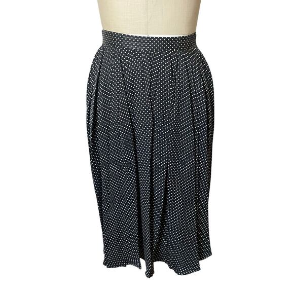 Vintage Anne Klein II Black & White Polka Dot 100% Silk Skirt Set Size Medium - Picture 4 of 9